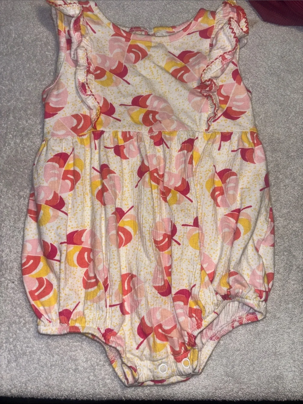 wonder nation Pink & Yellow Floral Bubble Romper